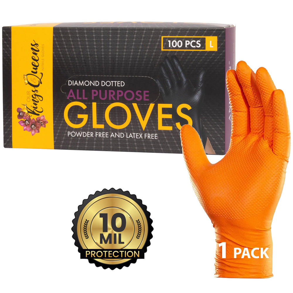 Our Kings and Queens Orange Large Nitrile Gloves 1 box