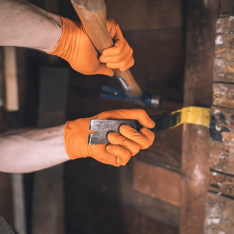 10 mil Orange Nitrile Gloves Medium