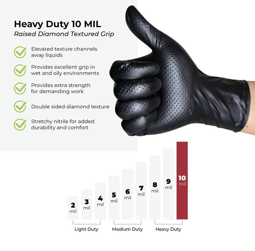 10 mil nitrile mechanics gloves for heavy duty protection