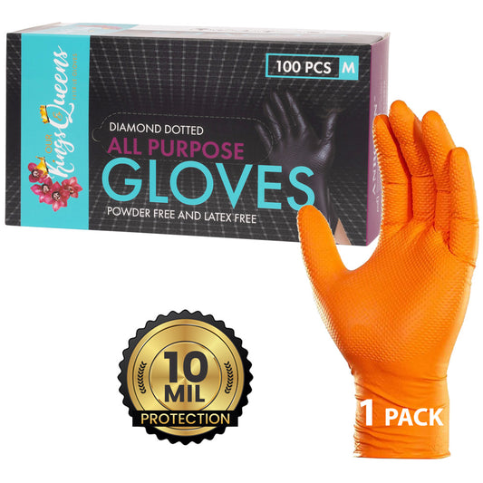 Orange Nitrile Gloves Medium 10 Mil 1 box of 100 pieces