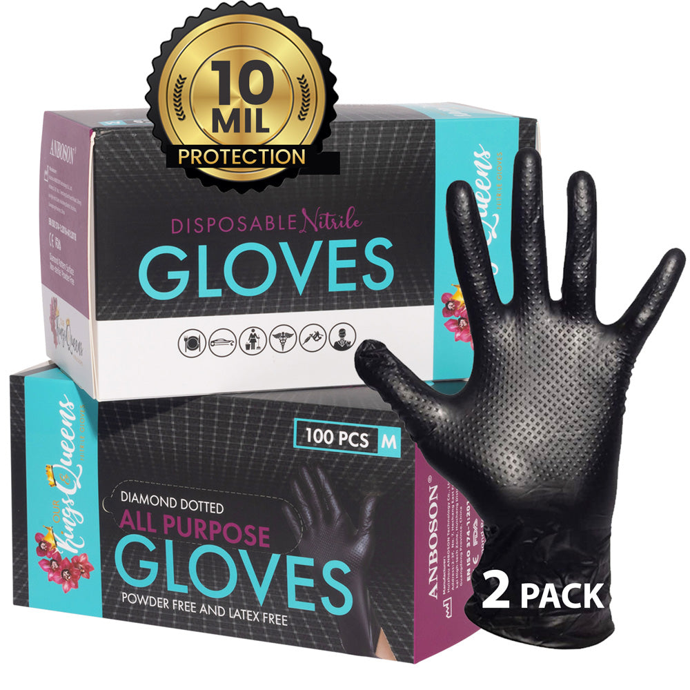 Our Kings and Queens Black Medium Nitrile Gloves 2 boxes
