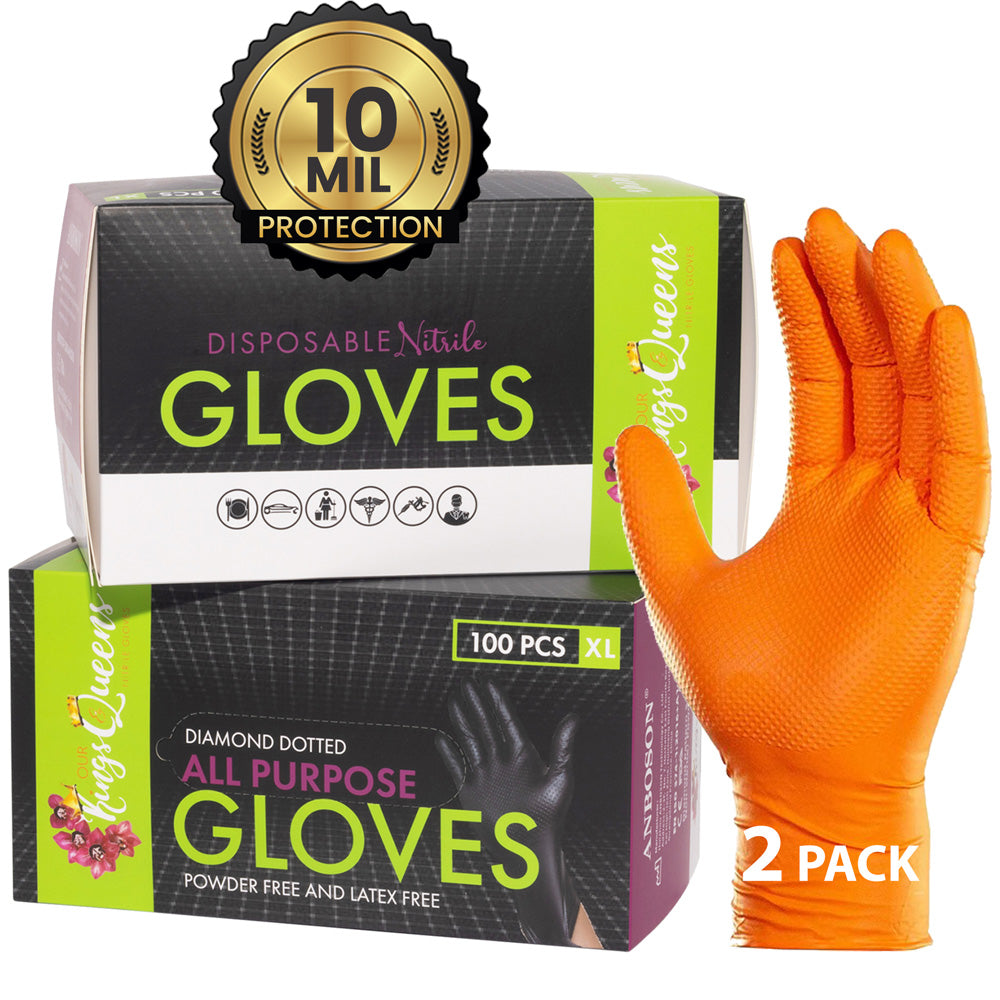2- Pack Our Kings and Queens Orange XL Nitrile Gloves 2 boxes