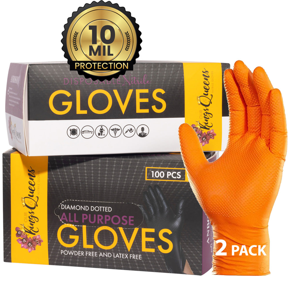 2- Pack Our Kings and Queens Orange Large Nitrile Gloves 2 boxes