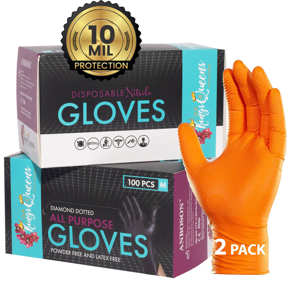 Our Kings and Queens Orange Medium Nitrile Gloves 2 boxes