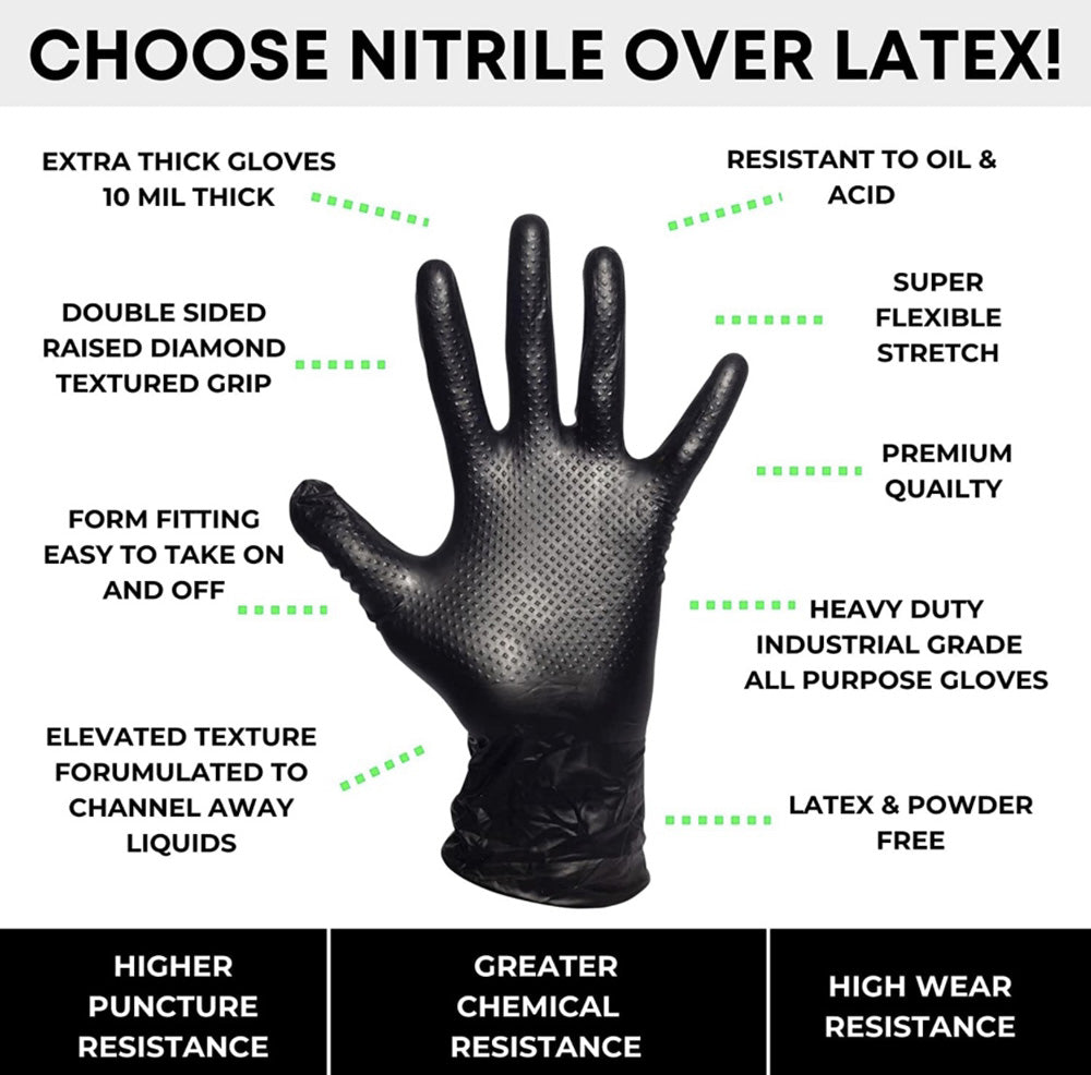 best heavy duty black nitrile gloves powder free and disposable