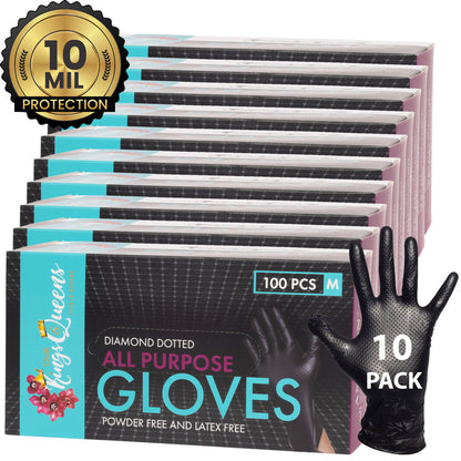 10 mil Black Nitrile Gloves Medium