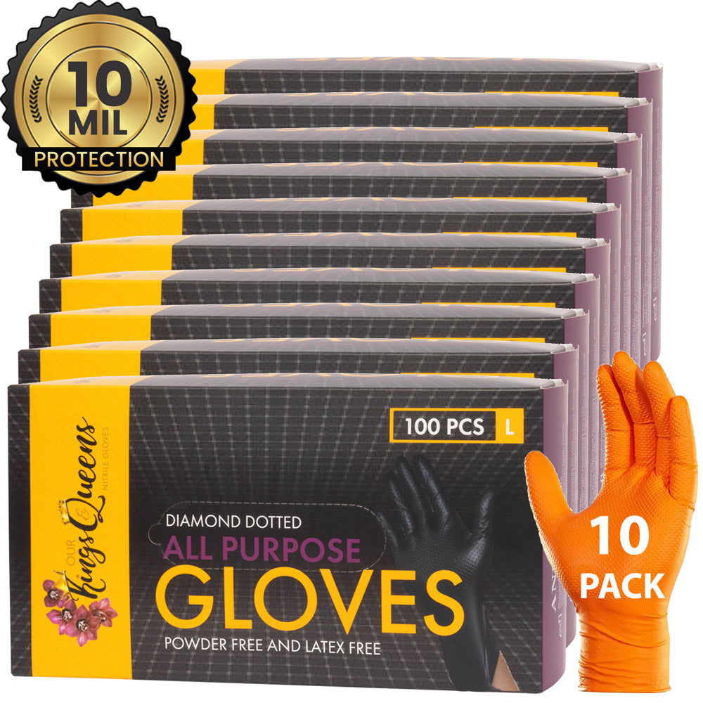 10 mil Orange Nitrile Gloves Large