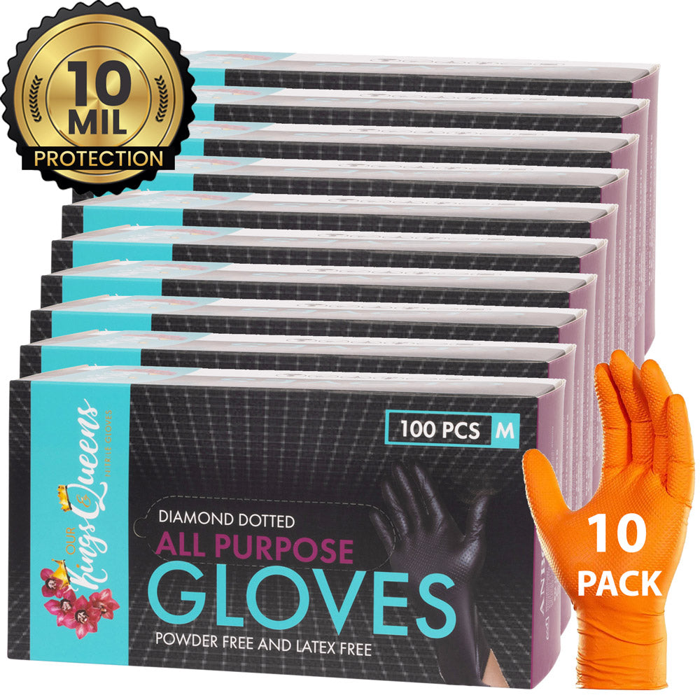 10 mil Orange Nitrile Gloves Medium
